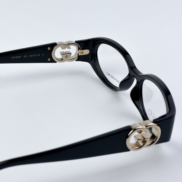 Gucci GG1693O 001 BRAND NEW Eyeglasses Black Oval Women - Picture 8 of 12
